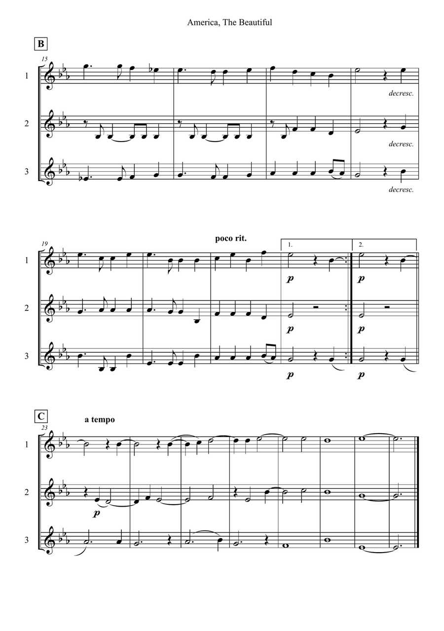 America, The Beautiful America, The Beautiful Trumpet Solo scores gallery preview page 2