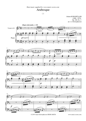 Arabesque - Burgmuller Op.100, No.2 - Trumpet and Piano