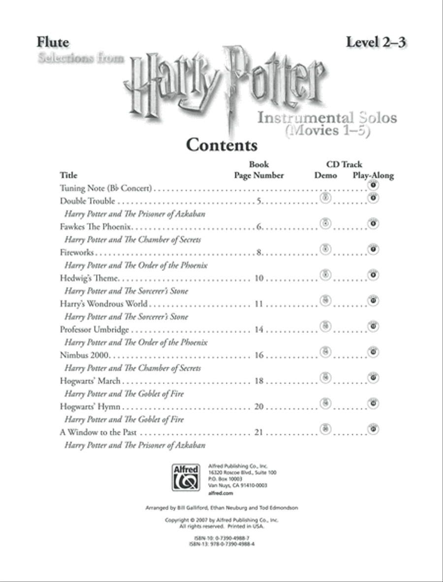 Harry Potter, Instrumental Solos (Movies 1-5) - Flute image number null