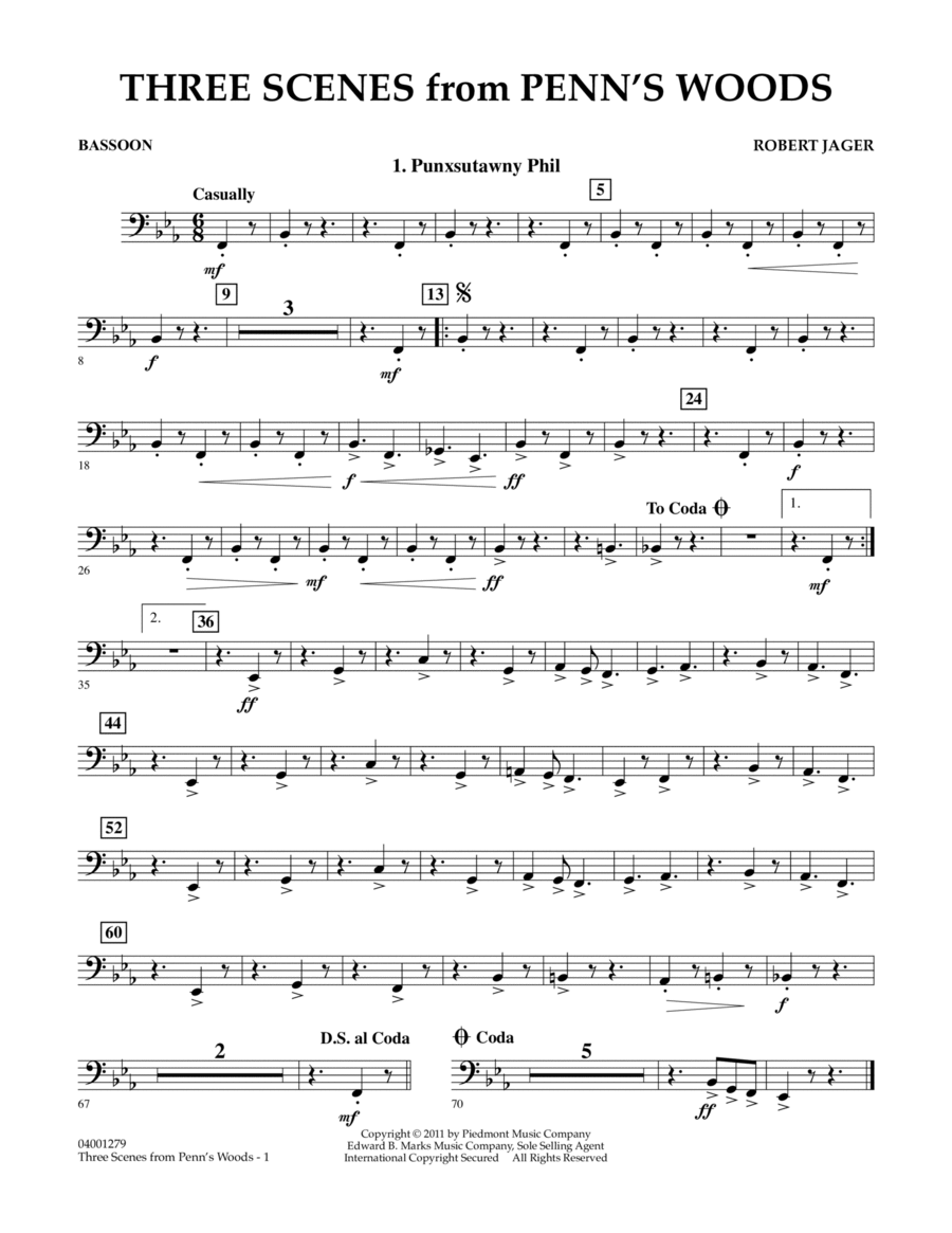 Three Scenes From Penn's Woods - Bassoon Concert Band scores gallery preview page 1