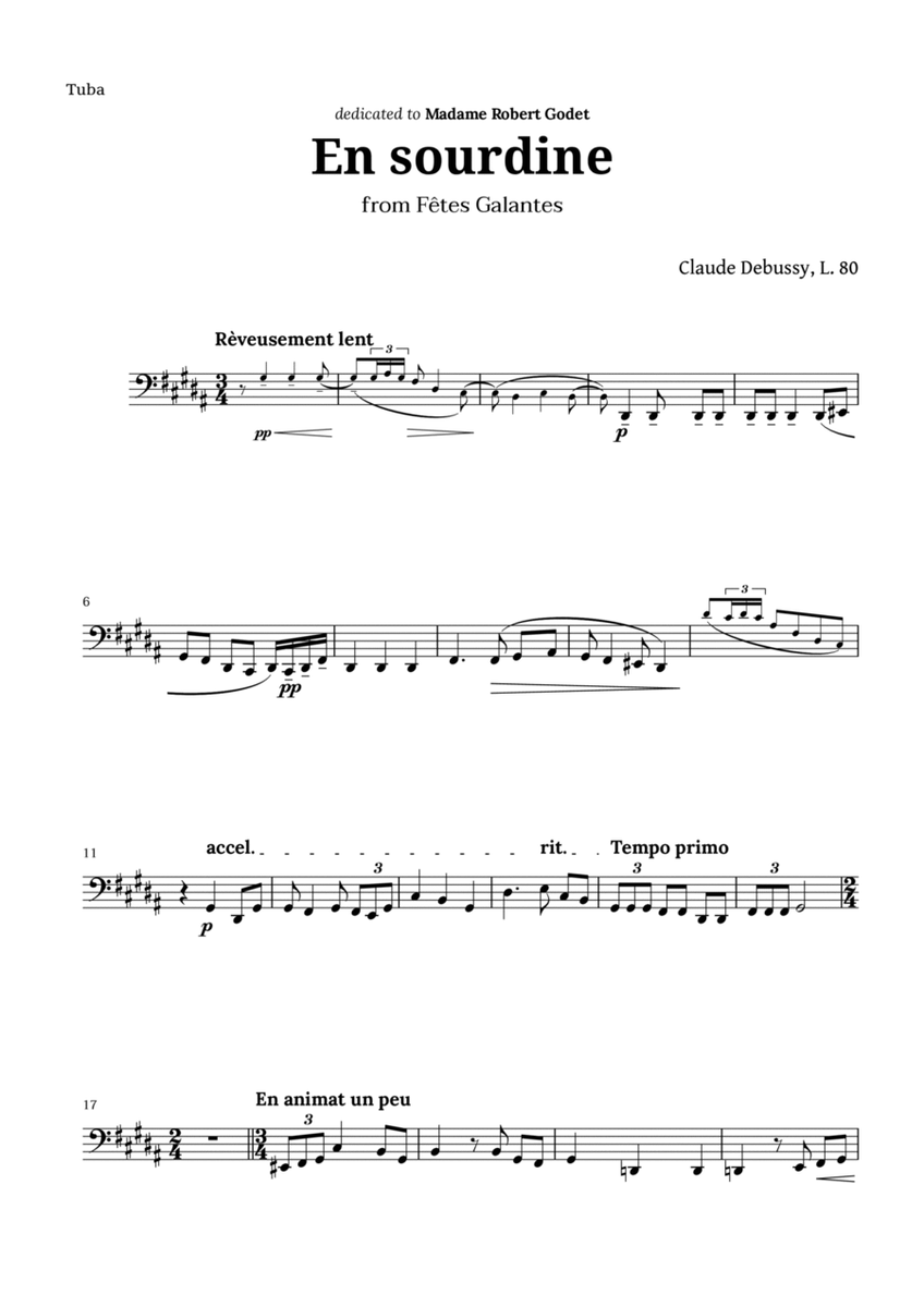 En sourdine by Debussy for Tuba image number null