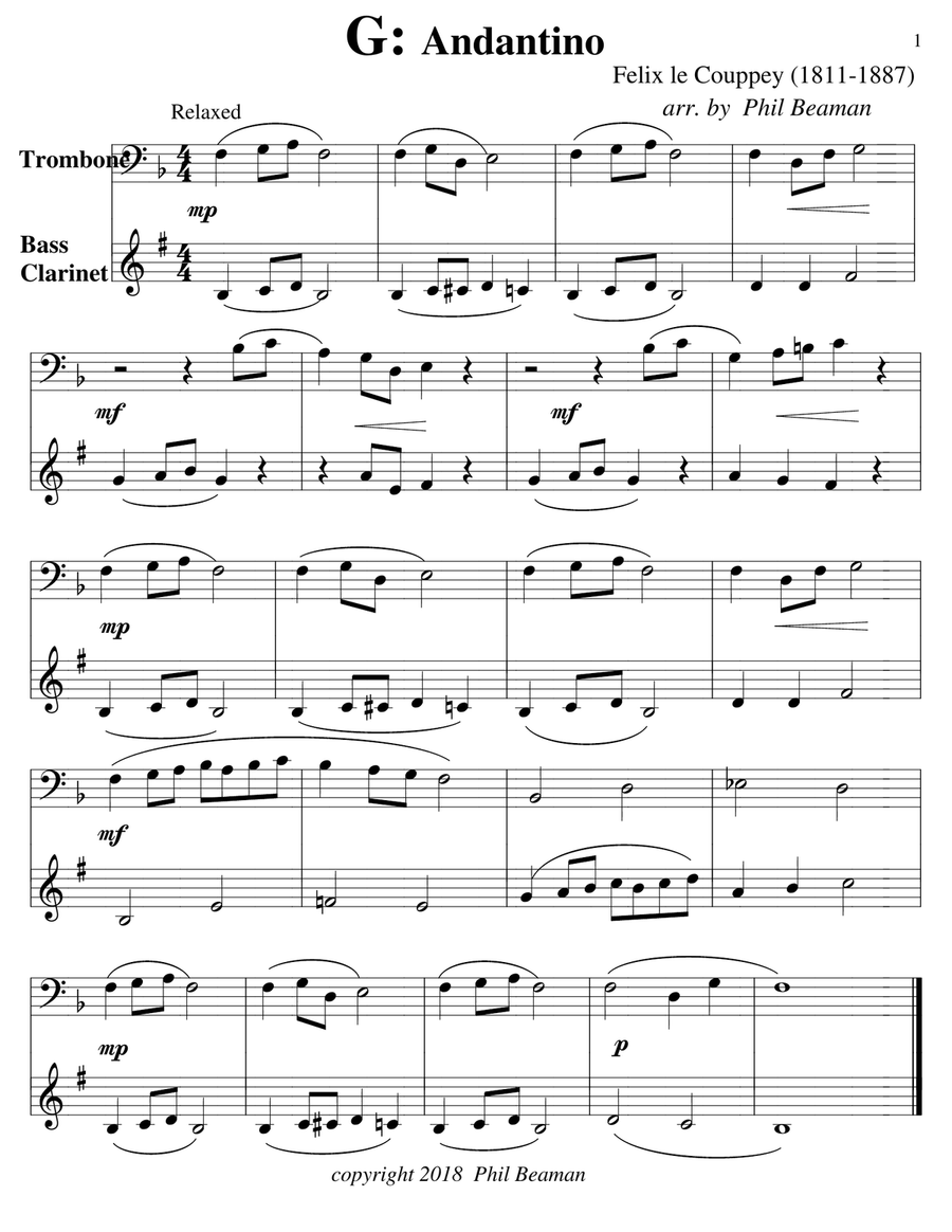 The Alphabet-set of Trombone/Bass Clarinet duets Clarinet Duet scores gallery preview page 4