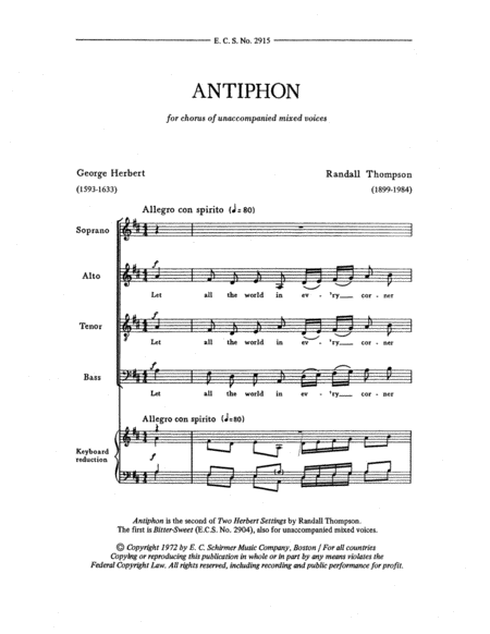 Two Herbert Settings: Antiphon (Downloadable)