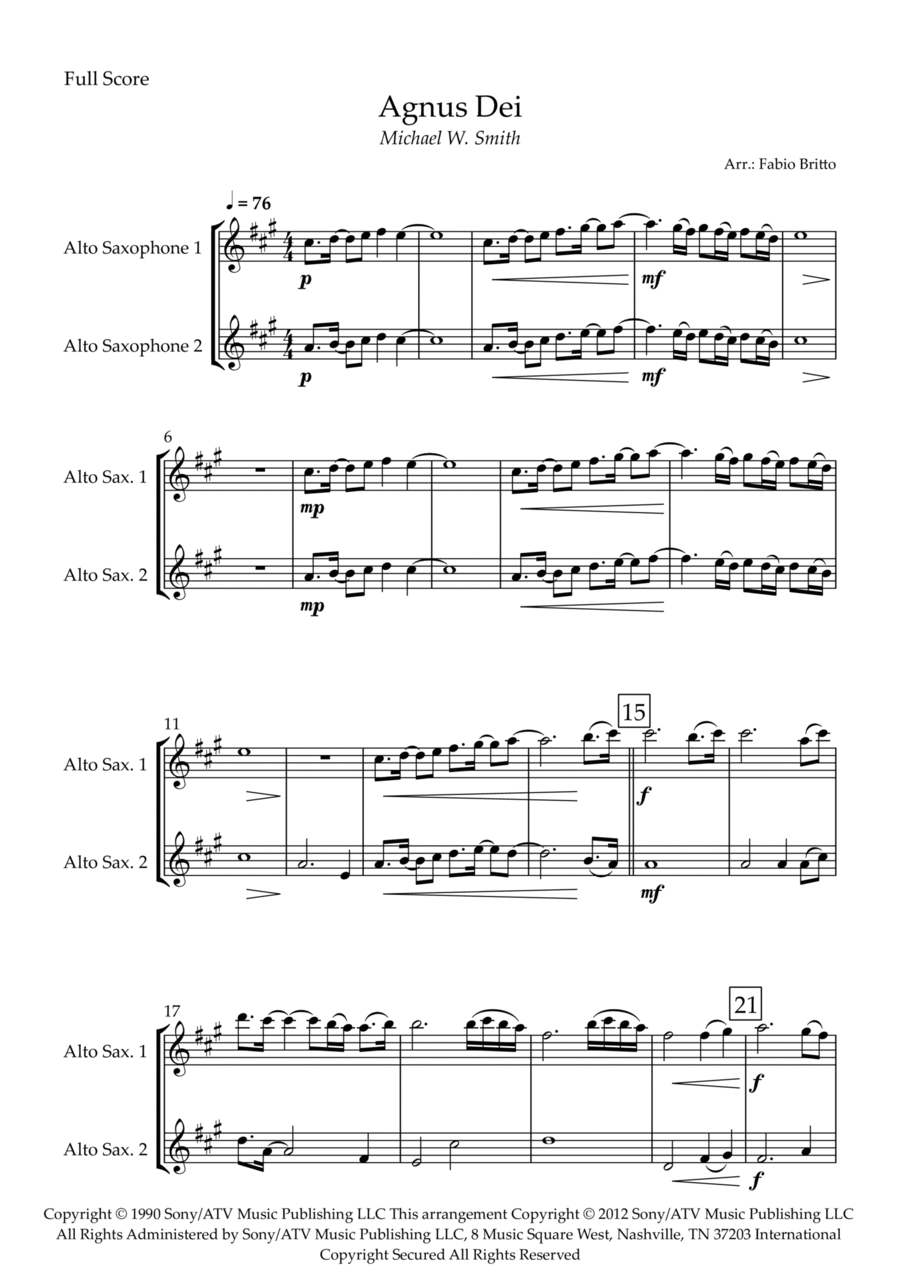 Agnus Dei Woodwind Duet scores gallery preview page 1