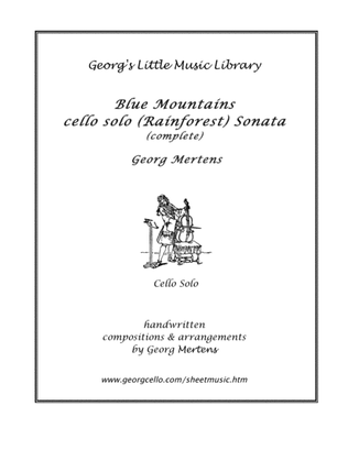 Book cover for Blue Mountains cello solo (Rainforest) Sonata