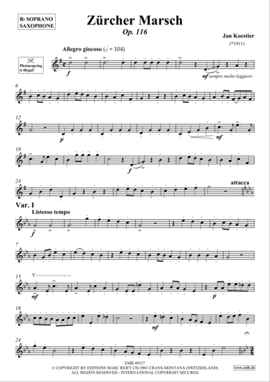 Zurcher Marsch Zurcher Marsch Soprano Saxophone scores gallery preview page 2