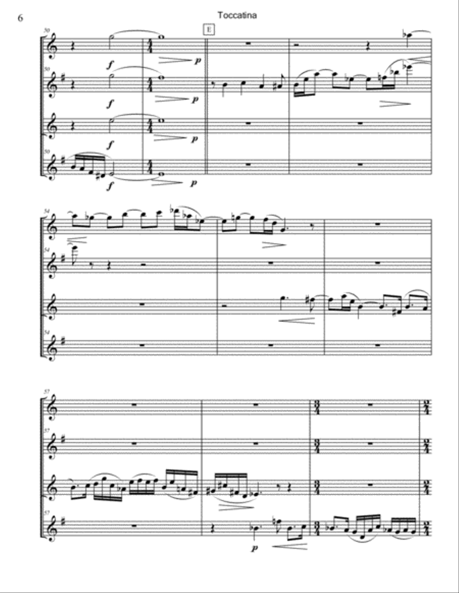 Toccatina for Sax Quartet Saxophone Quartet scores gallery preview page 6
