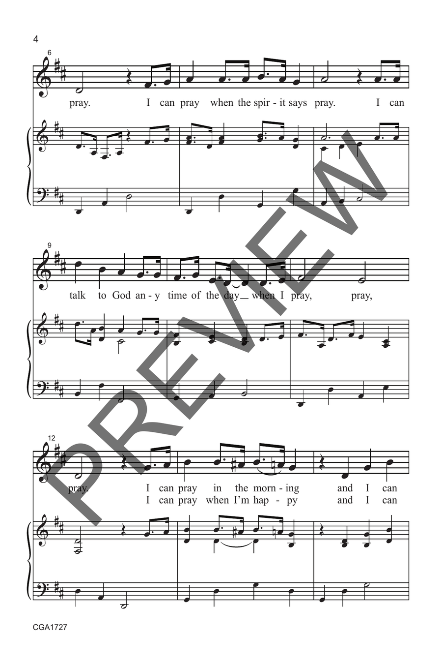 I Can Pray (Unison) Unison Choir scores gallery preview page 3