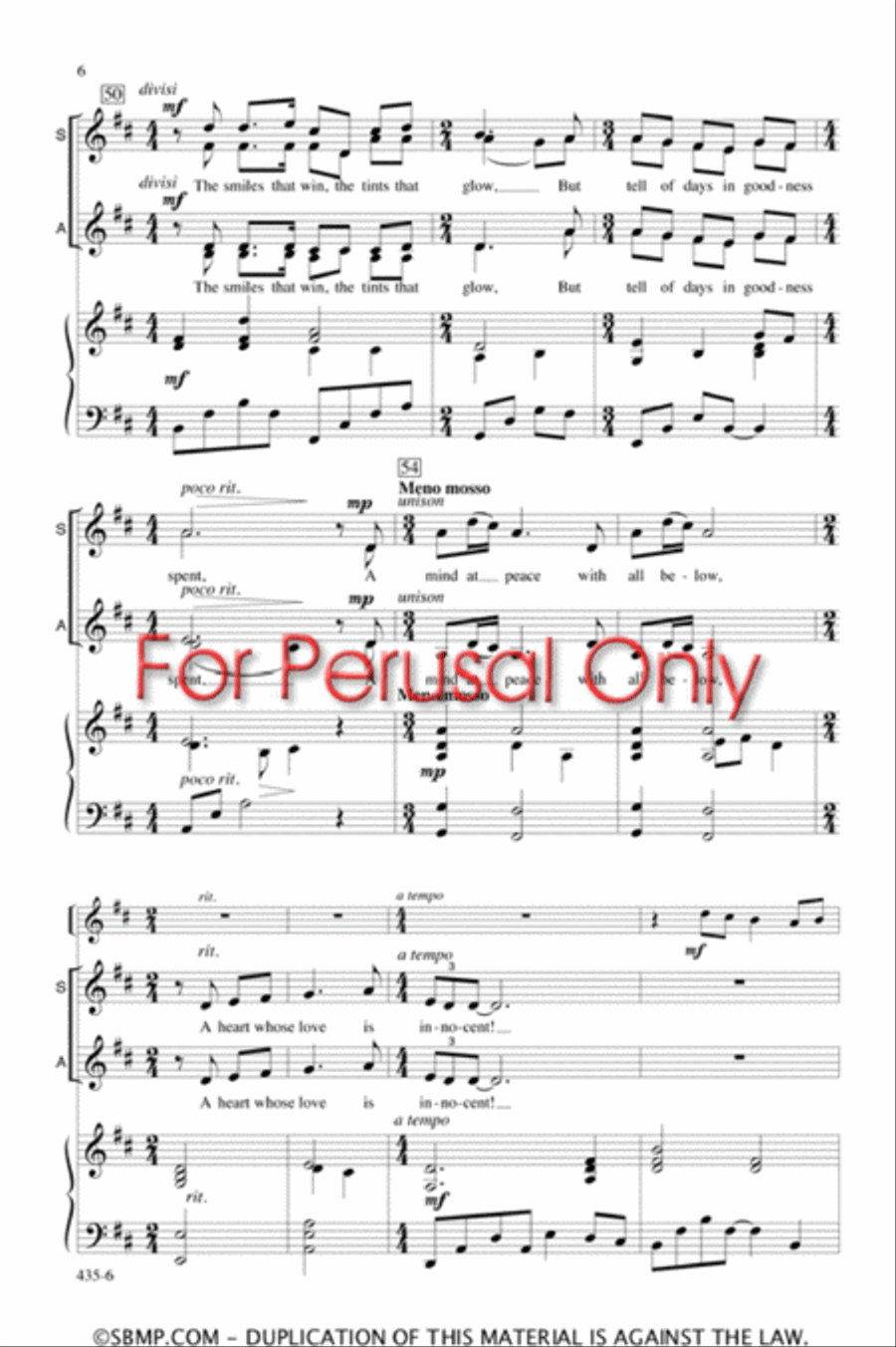 She Walks in Beauty - SSAA Octavo SSAA scores gallery preview page 6