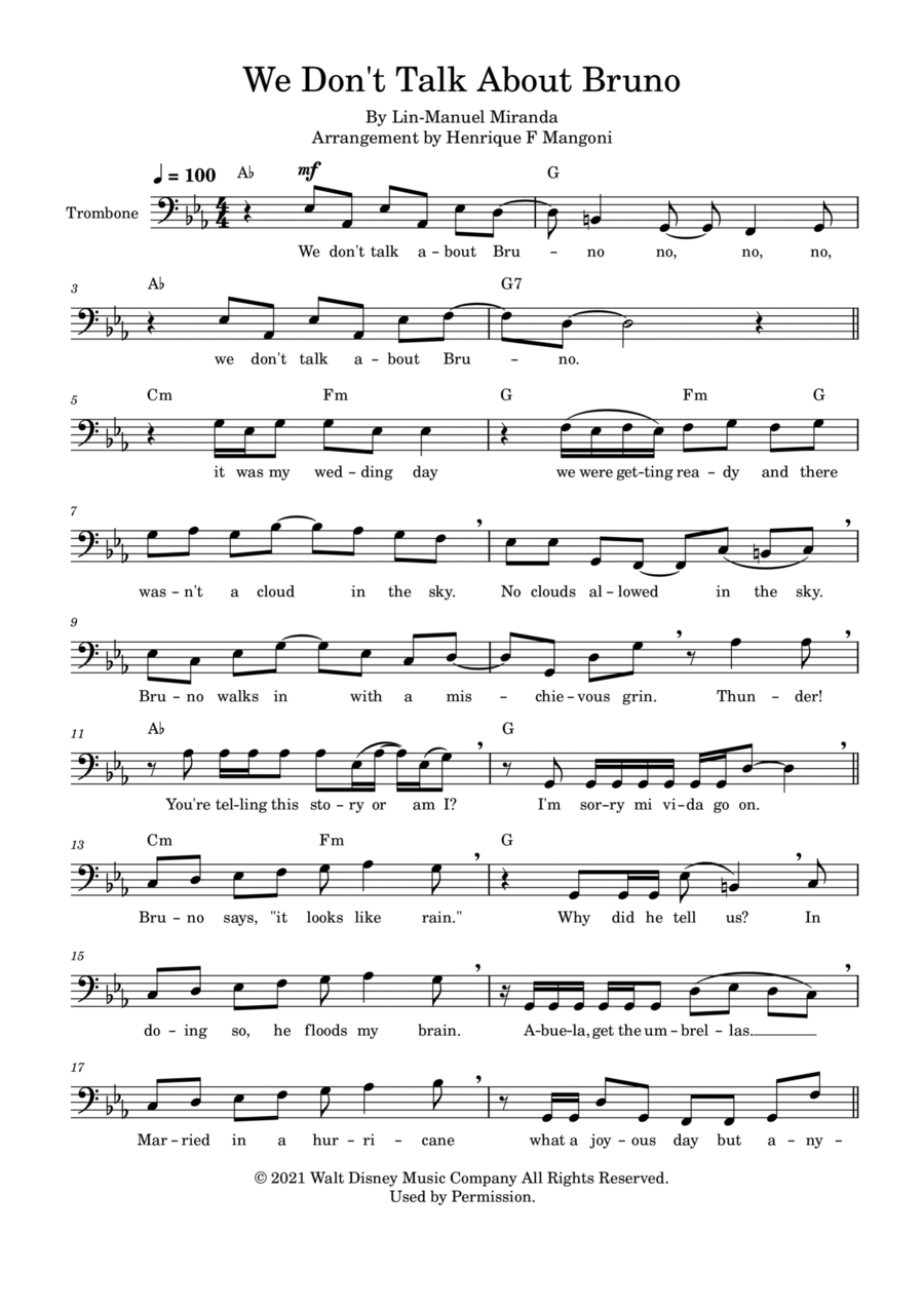 We Don't Talk About Bruno Trombone Solo scores gallery preview page 1