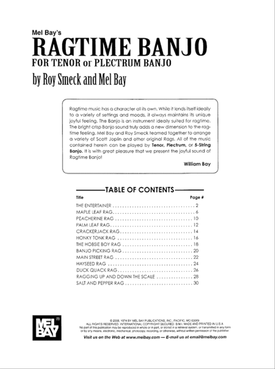 Ragtime Banjo For Tenor or Plectrum Banjo Banjo scores gallery preview page 7