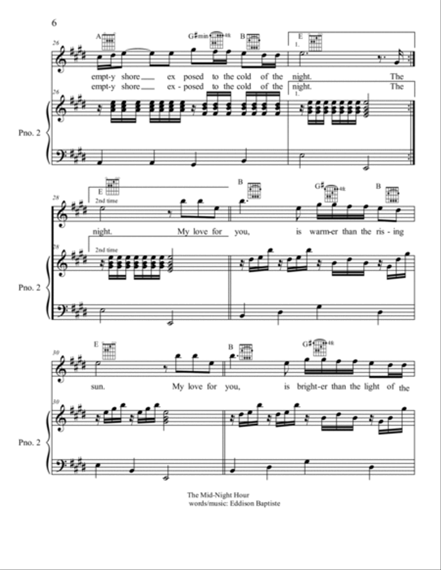 The Mid-Night Hour Piano, Vocal, Guitar scores gallery preview page 6