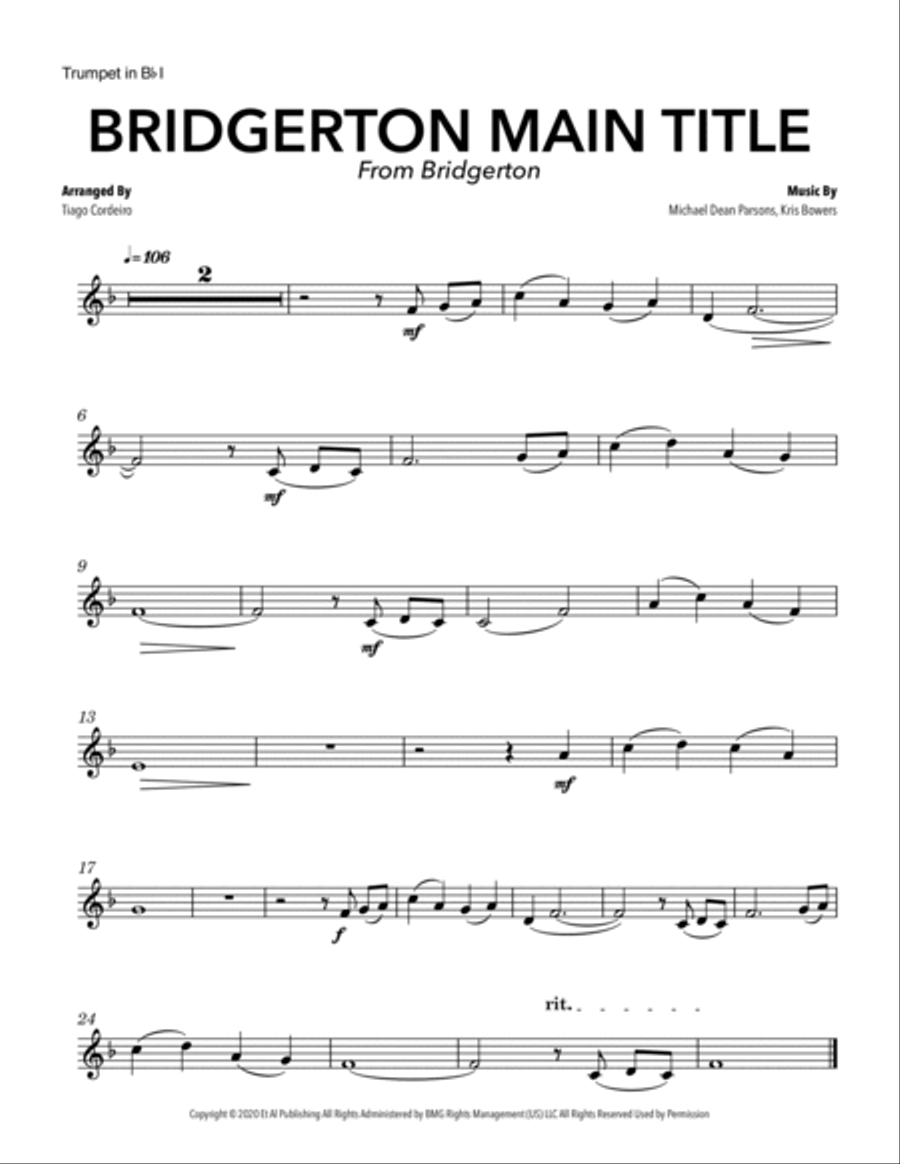 Bridgerton Main Title Brass Quintet scores gallery preview page 5