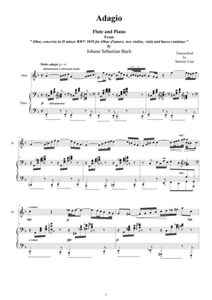 Bach J.S - Adagio for Flute and piano mov.2 Concerto in D minor BWV1059