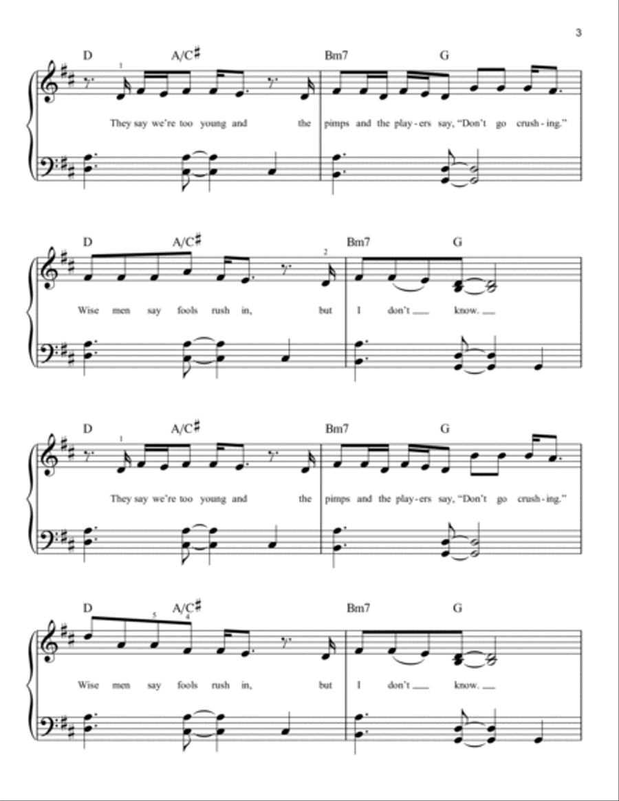 Holy (feat. Chance the Rapper) Easy Piano scores gallery preview page 3