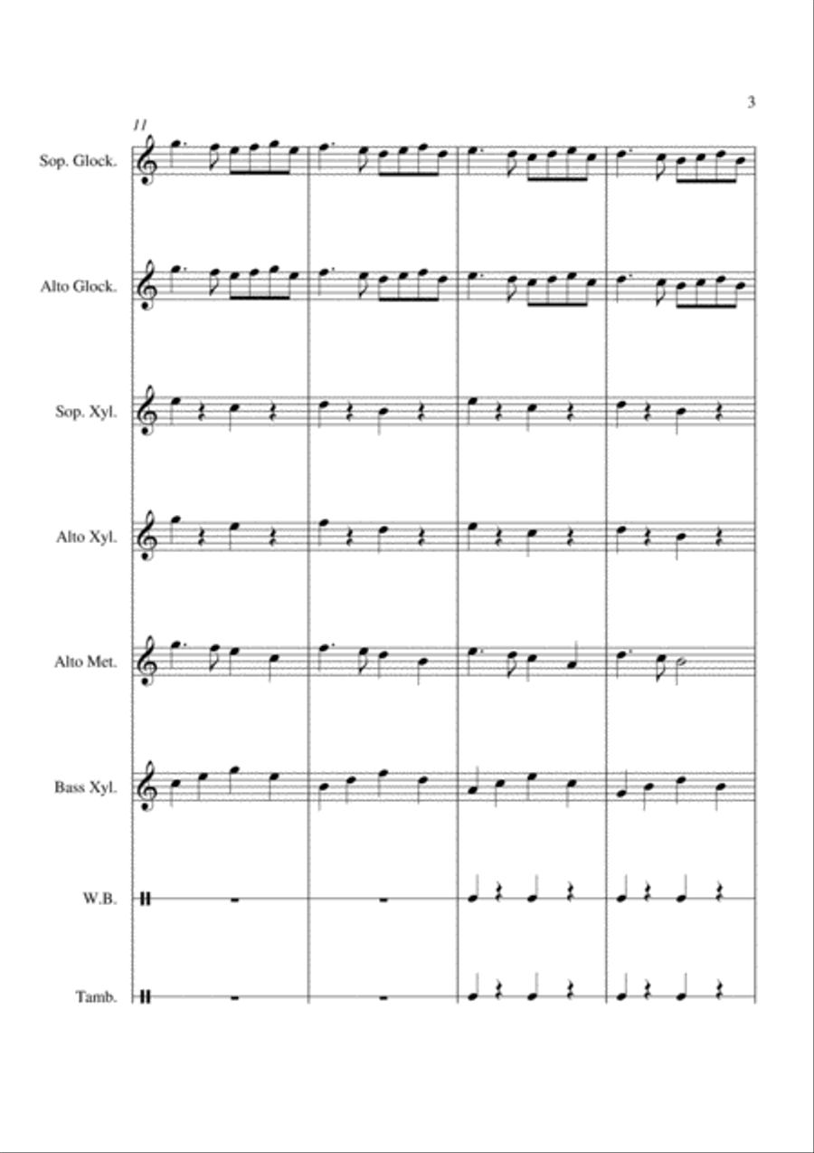 Ding Dong Merrily On High - For Orff Ensemble Percussion Ensemble scores gallery preview page 3