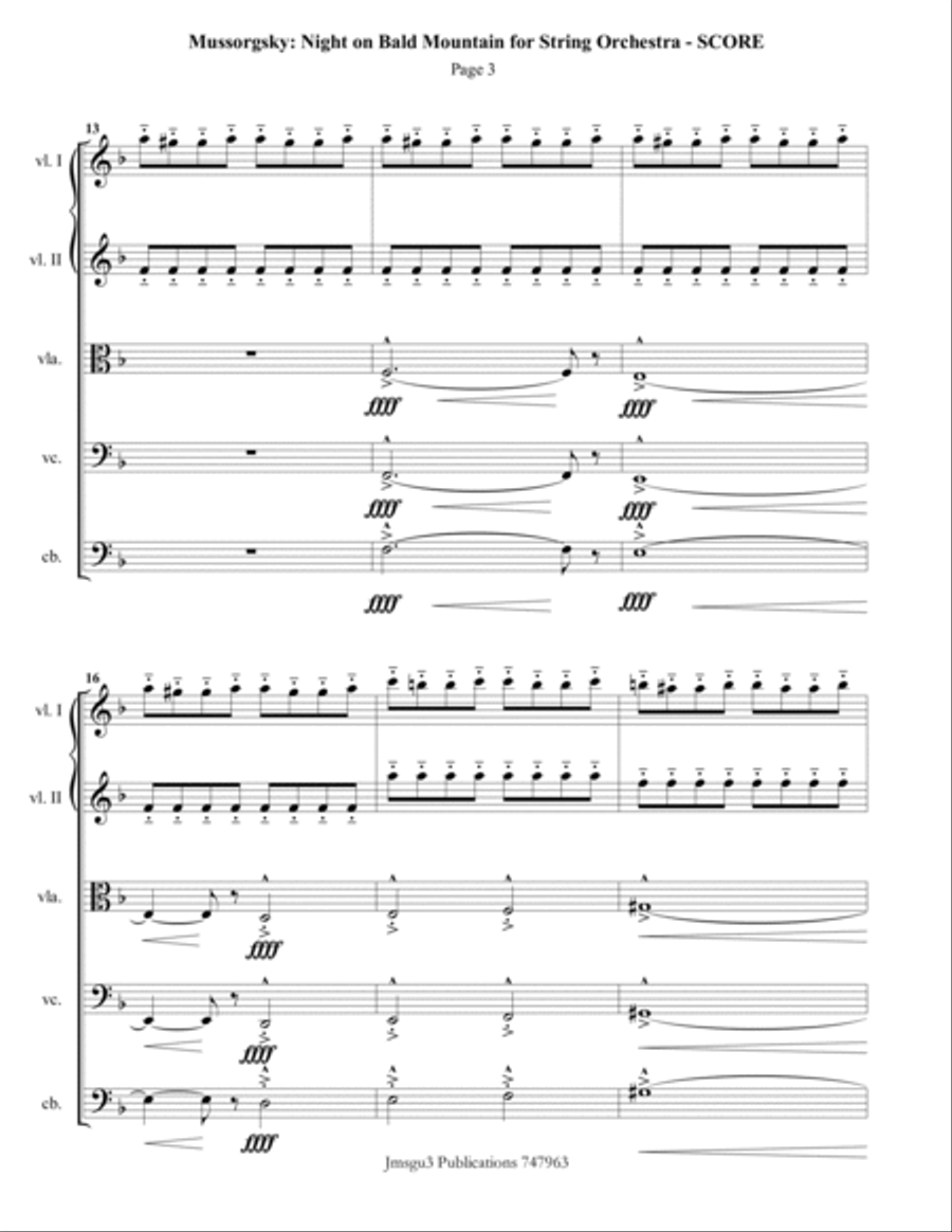 Mussorgsky: Night on Bald Mountain for String Orchestra String Orchestra scores gallery preview page 3