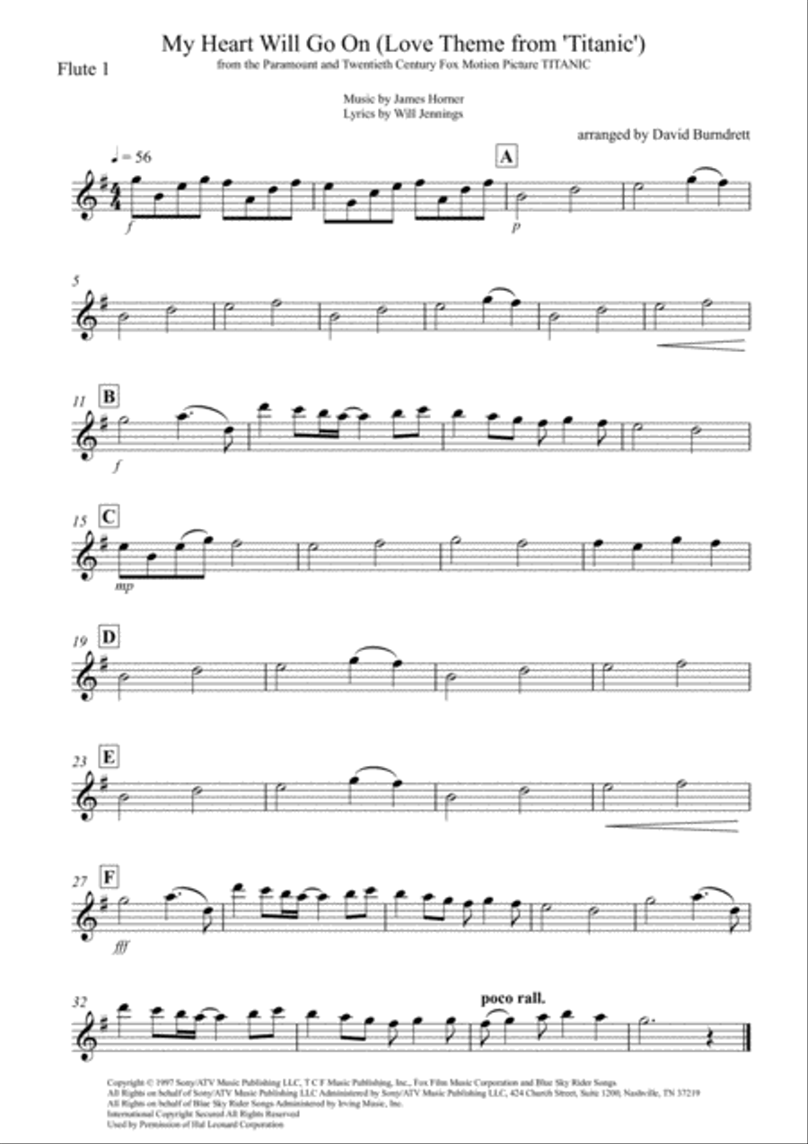 My Heart Will Go On (Love Theme from Titanic) Flute Solo scores gallery preview page 4