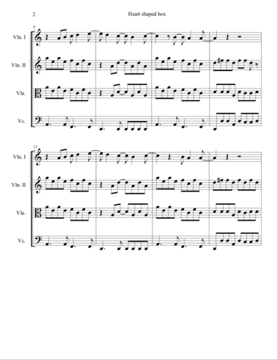 Heart Shaped Box Heart Shaped Box String Quartet scores gallery preview page 2