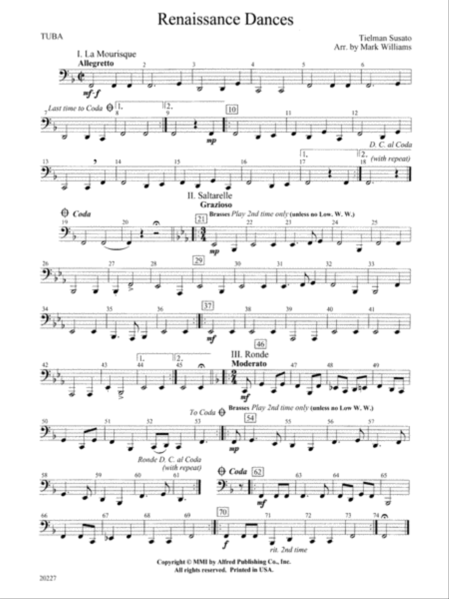 Renaissance Dances: Tuba Renaissance Dances: Tuba Concert Band scores gallery preview page 1