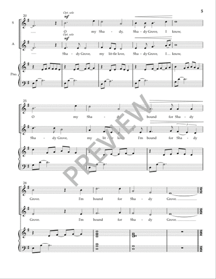 Shady Grove (Full Score and Parts) SSA scores gallery preview page 6