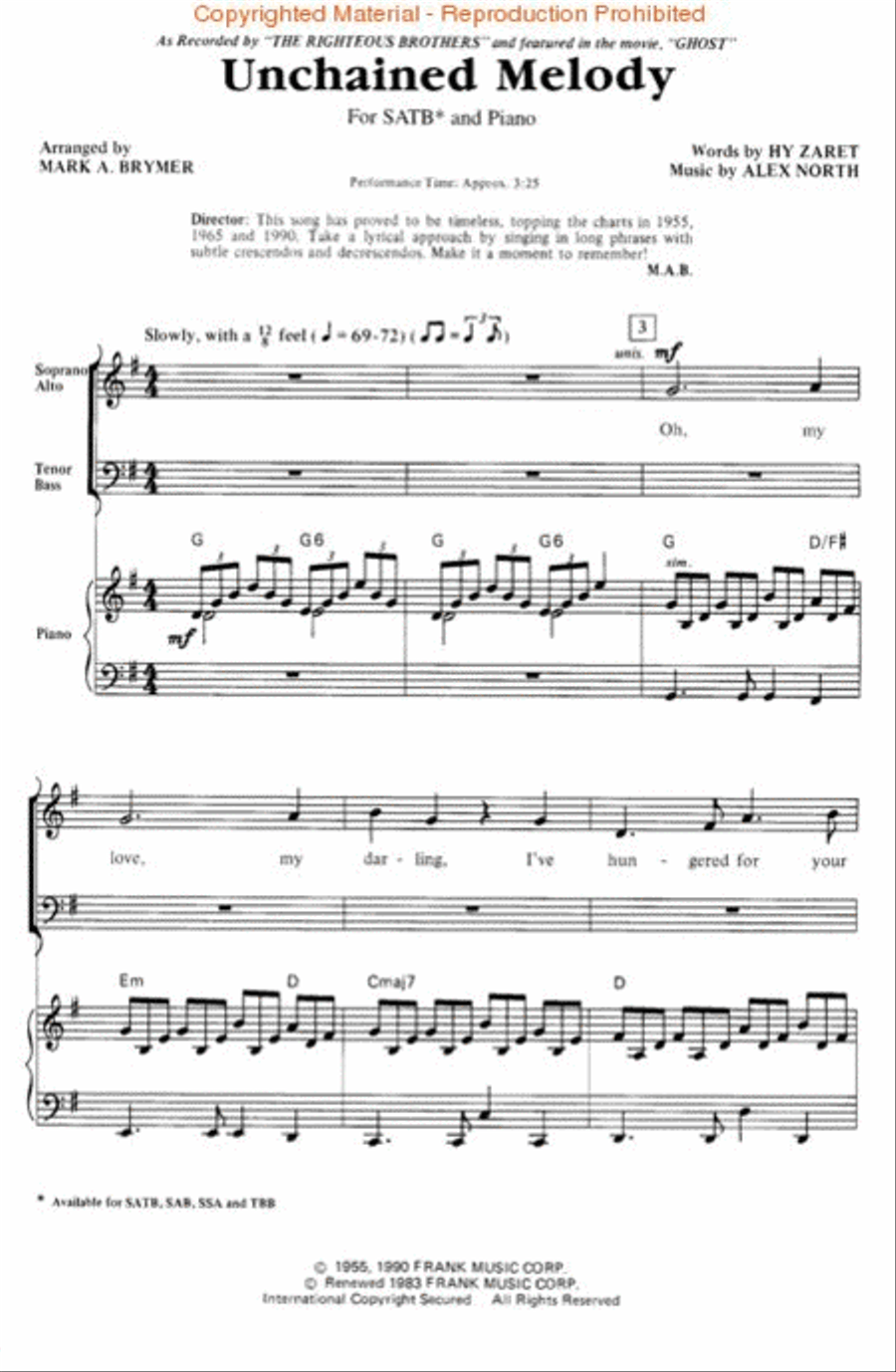 Unchained Melody 4-Part scores gallery preview page 2
