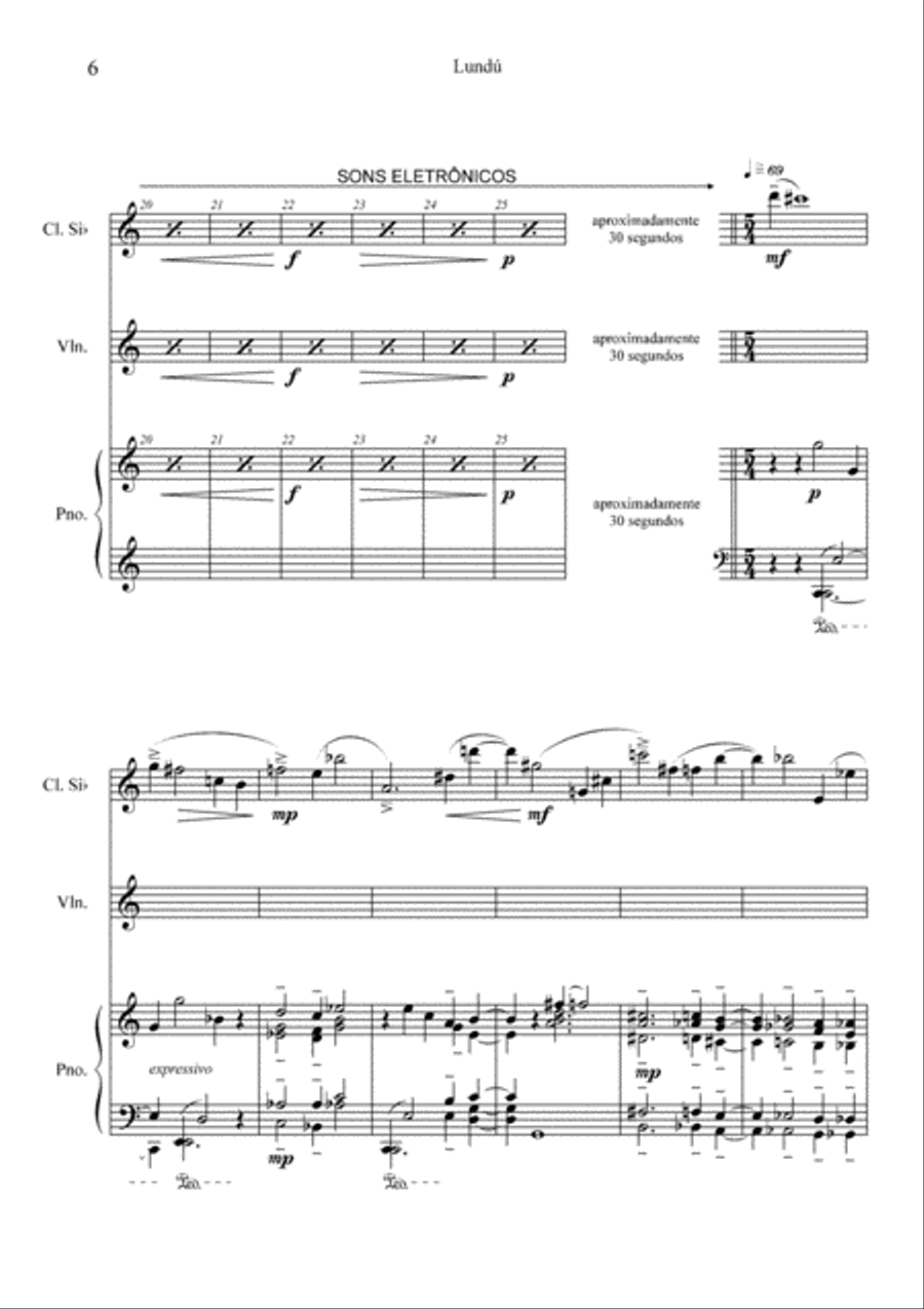 Lundú, for Clarinet, Violin and Piano Small Ensemble scores gallery preview page 6