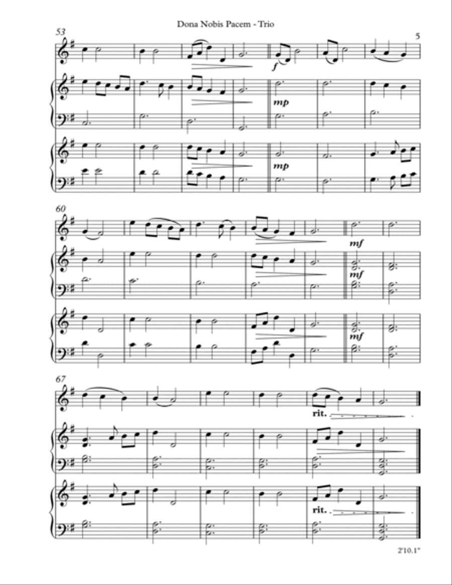 Dona Nobis Pacem, Trio for Flute, Harp, Piano image number null