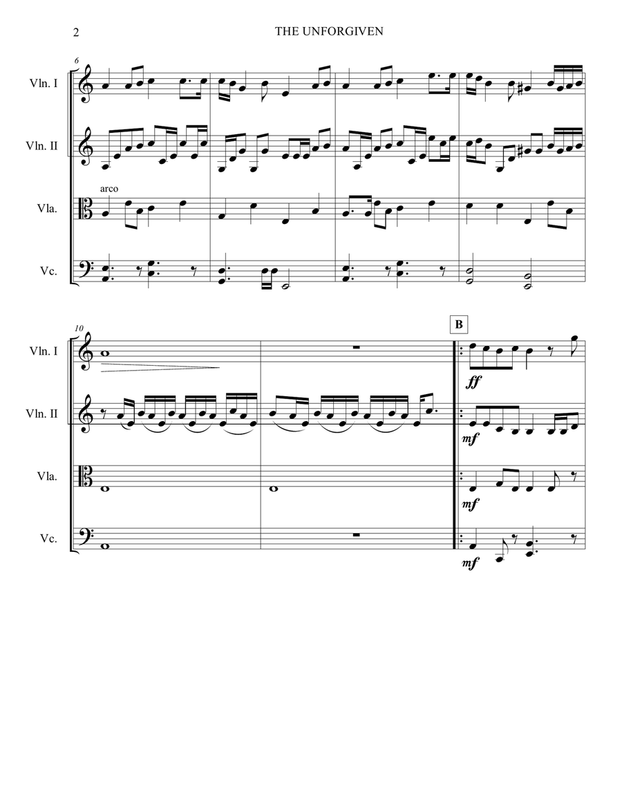 The Unforgiven The Unforgiven String Quartet scores gallery preview page 2