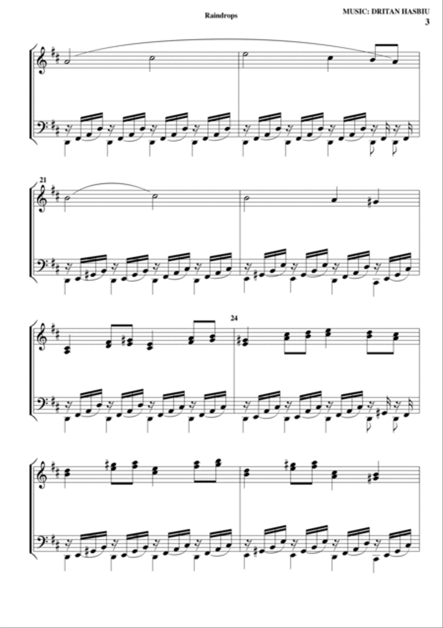 Raindrops Piano Solo scores gallery preview page 3