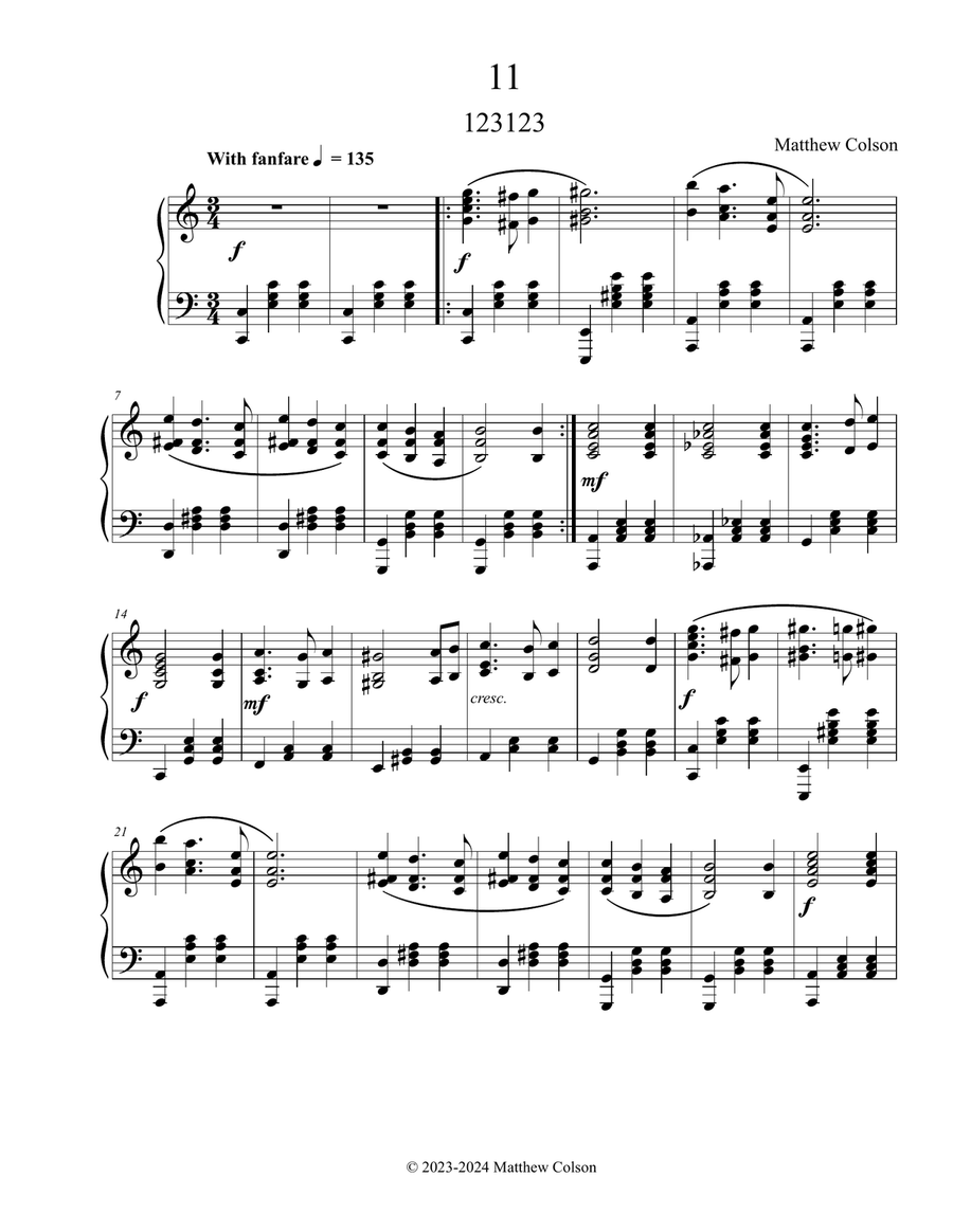 2023/4: 11. 123123 Piano Solo scores gallery preview page 1