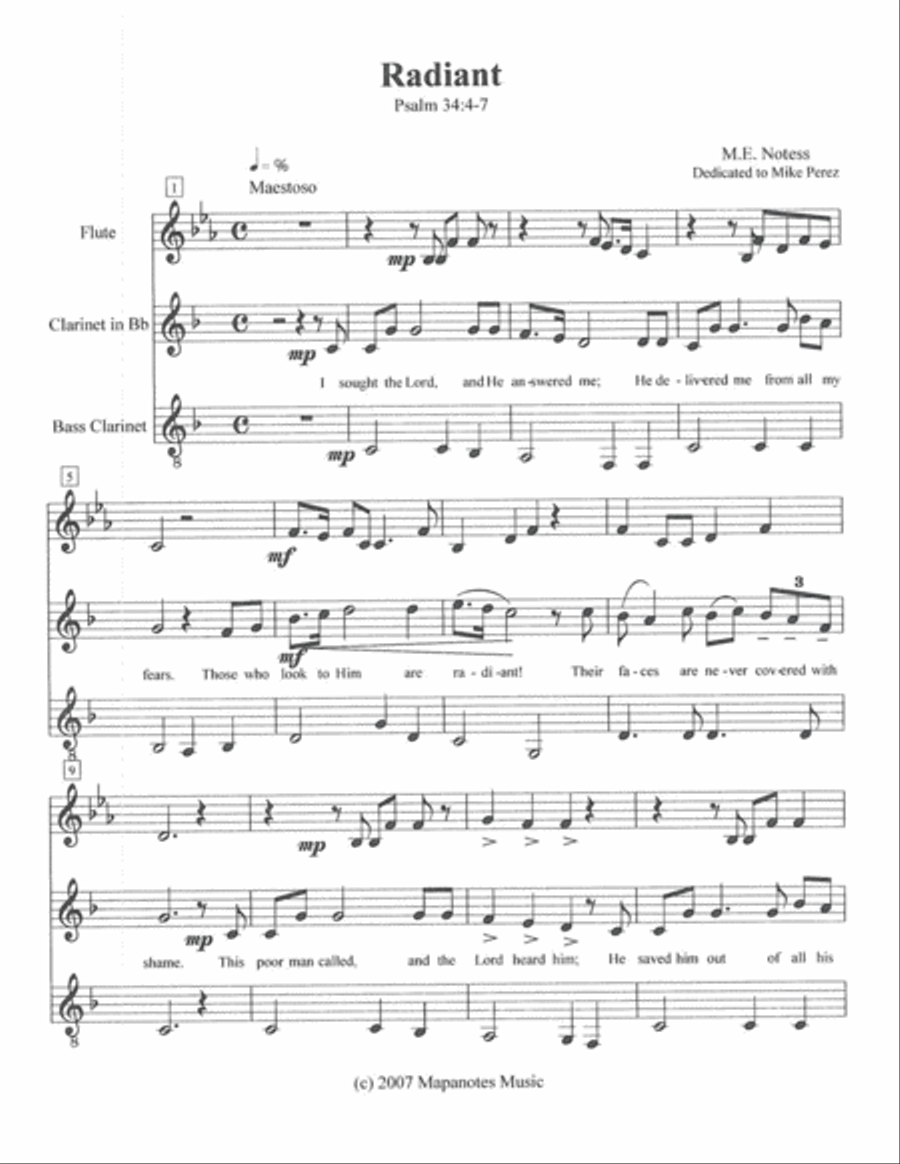 Radiant! - Ps 34:4-7 Small Ensemble scores gallery preview page 1