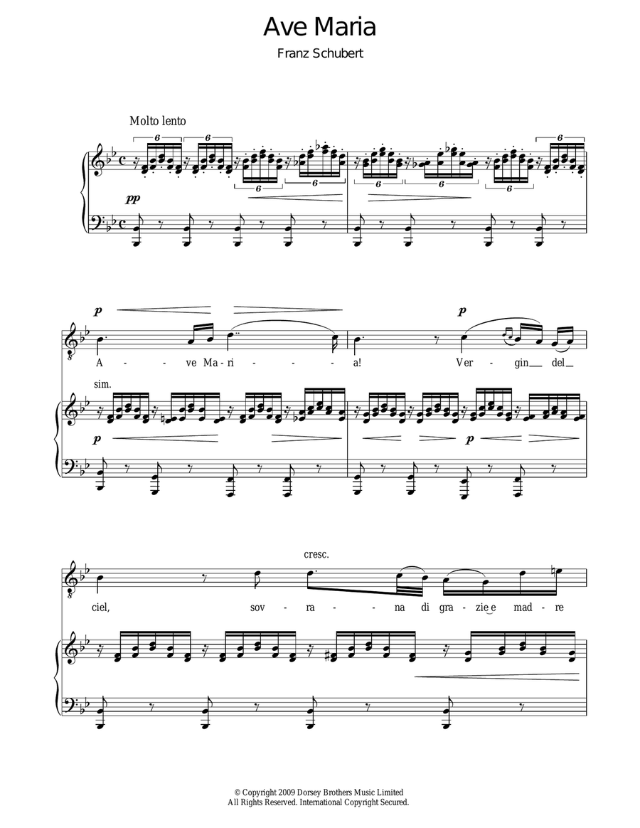 Ave Maria Piano, Vocal scores gallery preview page 1