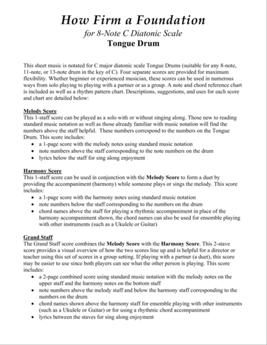 How Firm a Foundation (for 8-note C major diatonic scale Tongue Drum) image number null