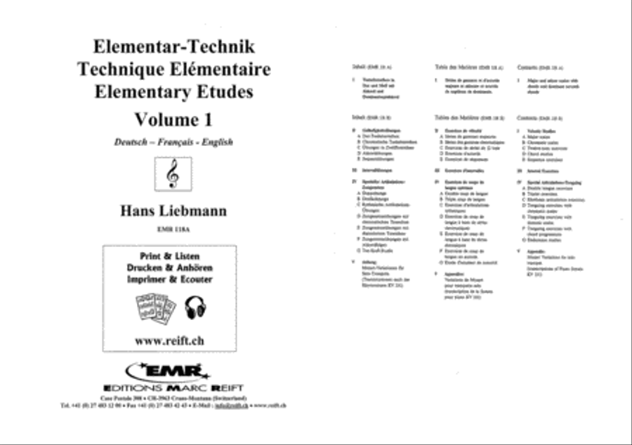 Elementar-Technik / Technique Elementaire / Elementary Etudes Vol. 1