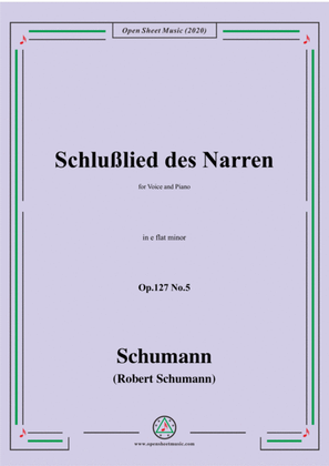 Book cover for Schumann-Schlußlied des Narren Op.127 No.5,in e flat minor