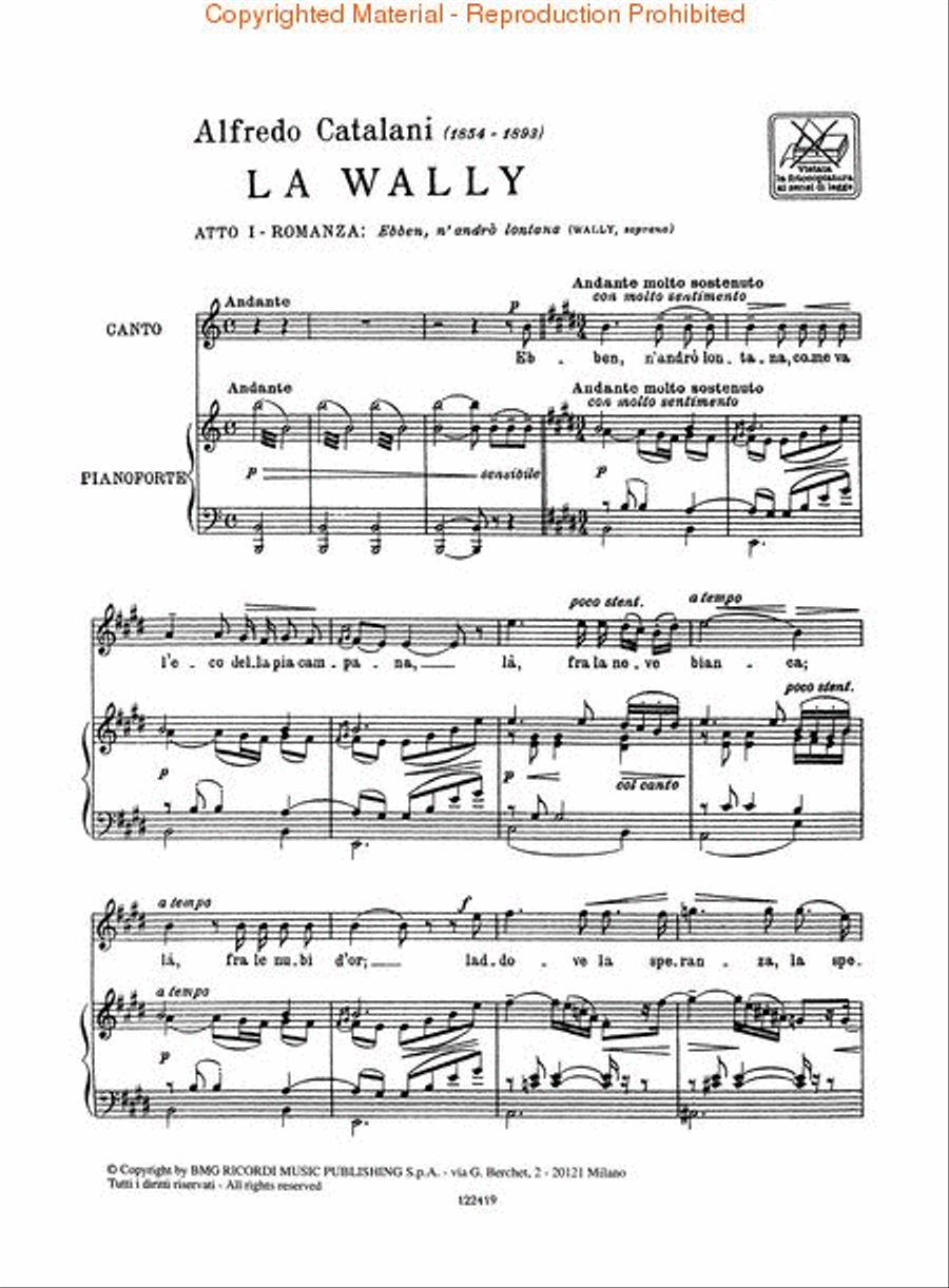 Ebben, n'andró lontana (from La Wally) Voice scores gallery preview page 2
