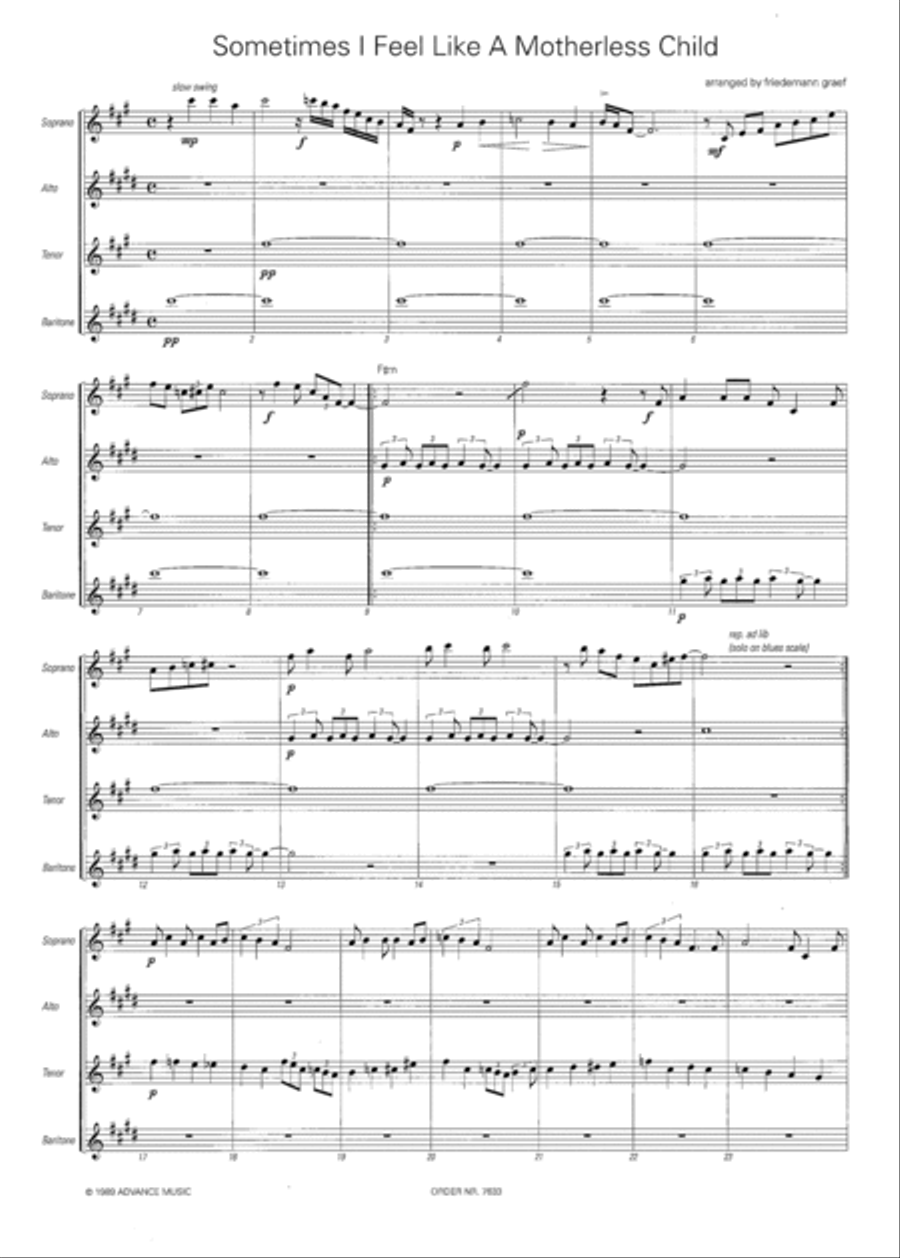 Spiritual Suite, Part 4 -- Sometimes I Feel Like a Motherless Child / Swing Low, Sweet Chariot Small Ensemble scores gallery preview page 2