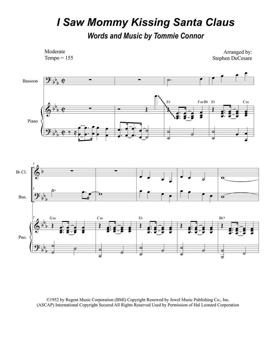 I Saw Mommy Kissing Santa Claus Woodwind Quartet scores gallery preview page 1