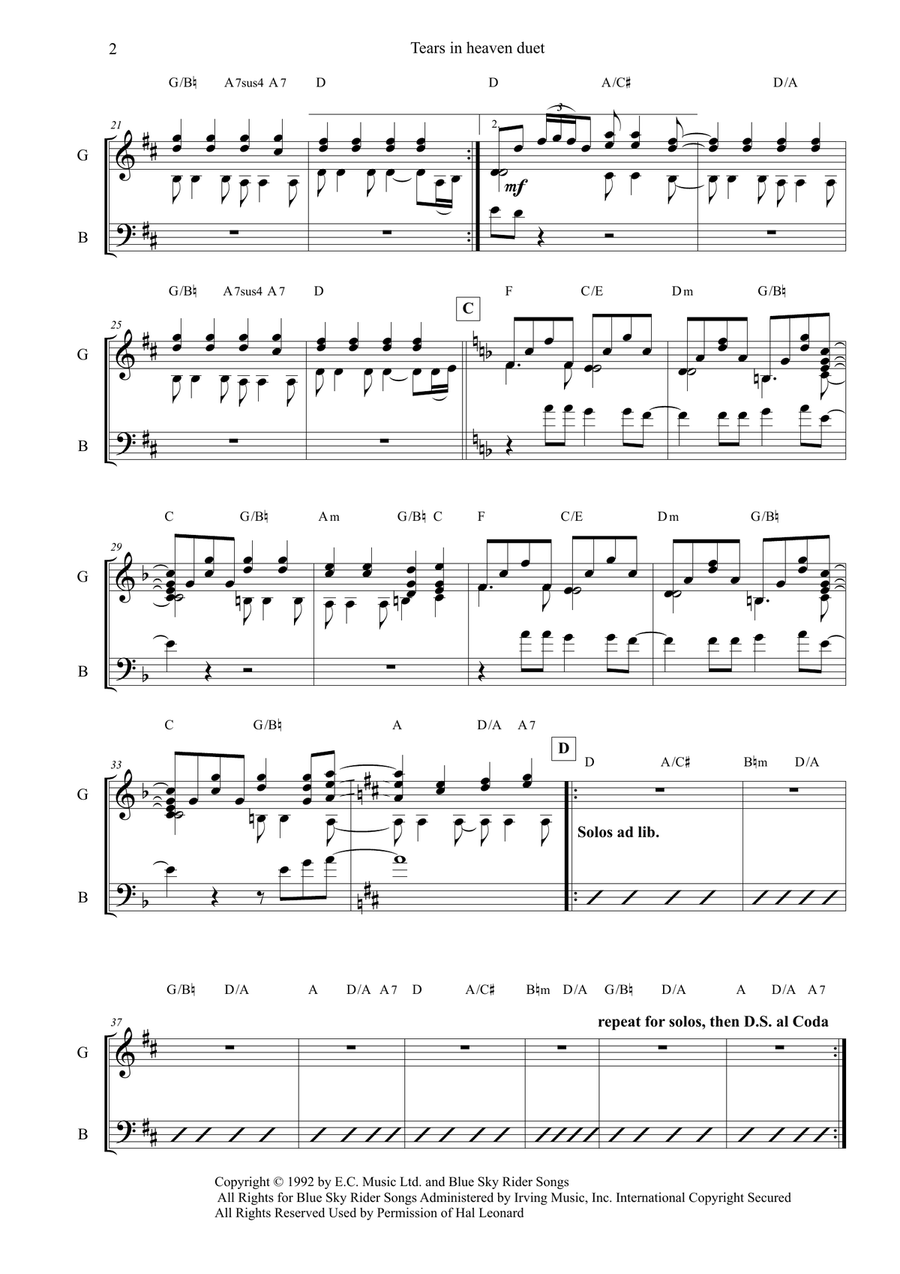 Tears In Heaven String Duet scores gallery preview page 2