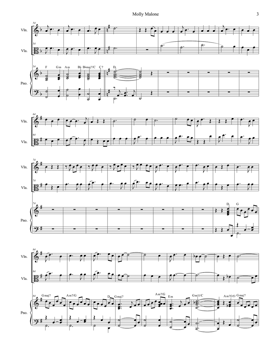 Molly Malone (Duet for Violin and Viola) String Duet scores gallery preview page 4