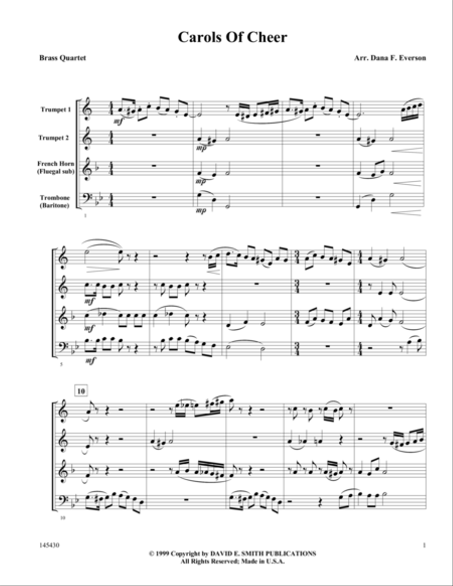 Carols Of Cheer Brass Quartet scores gallery preview page 1