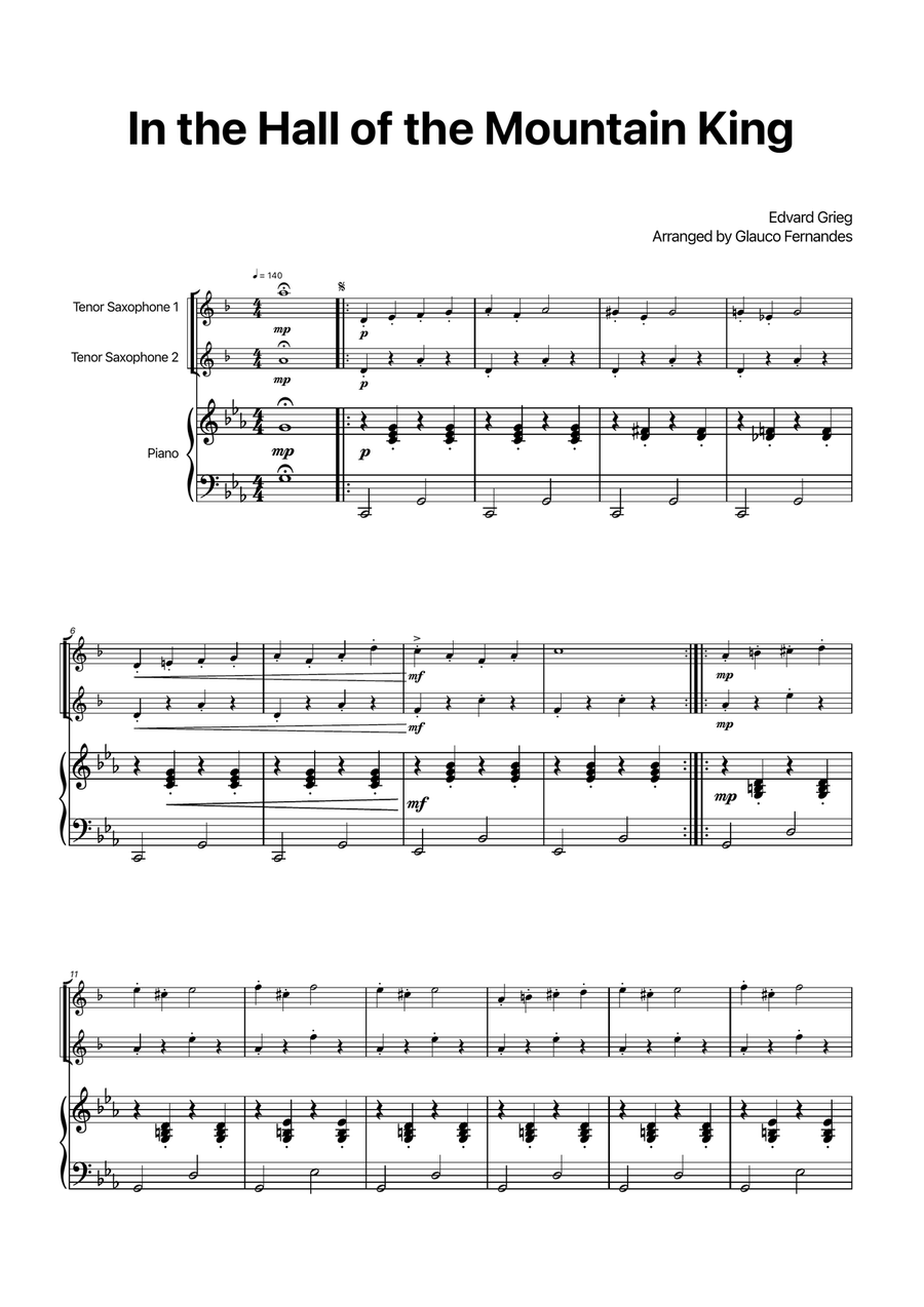 Book cover for In the Hall of the Mountain King - Tenor Sax Duet with Piano