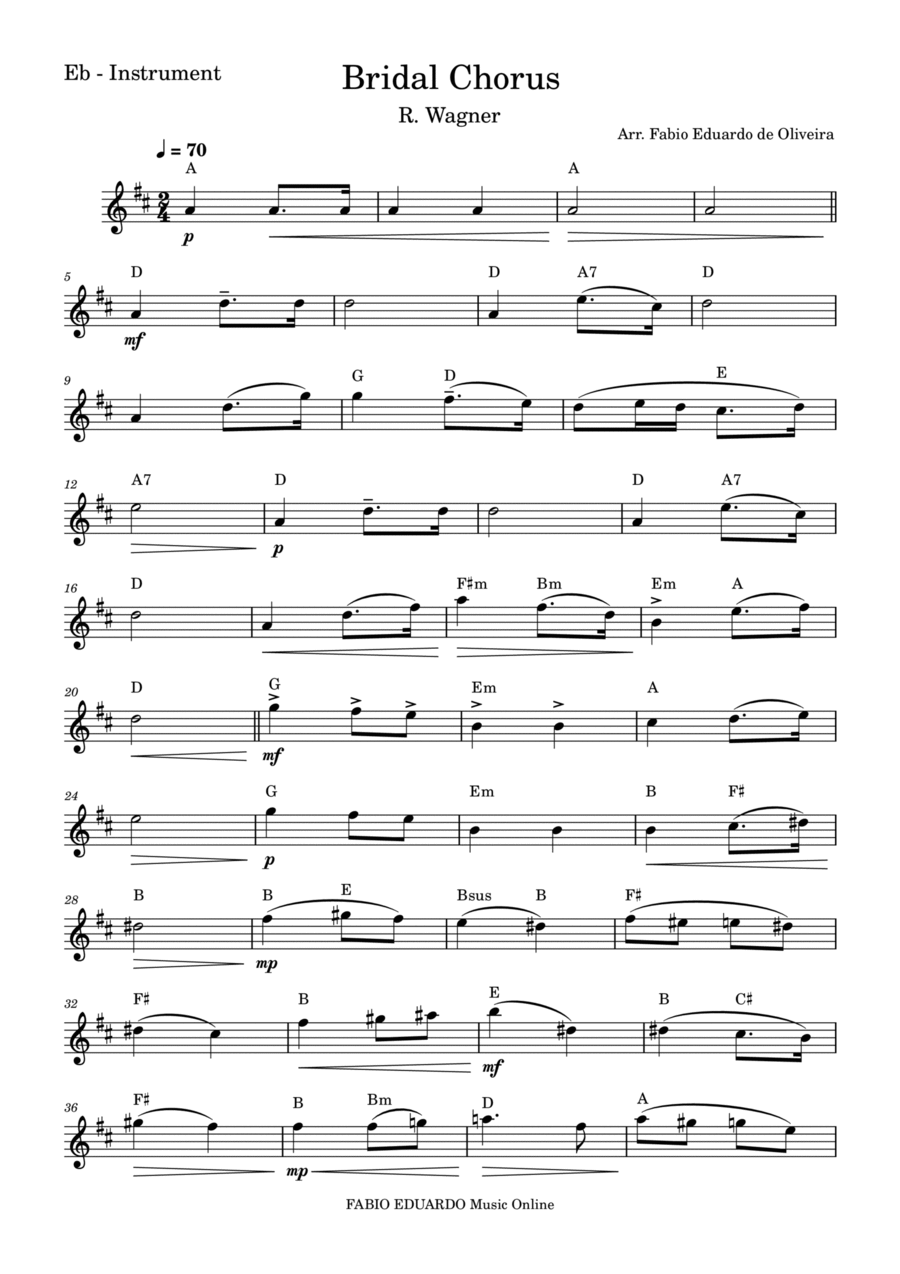 Bridal Chorus (Wagner) Alto Saxophone scores gallery preview page 1