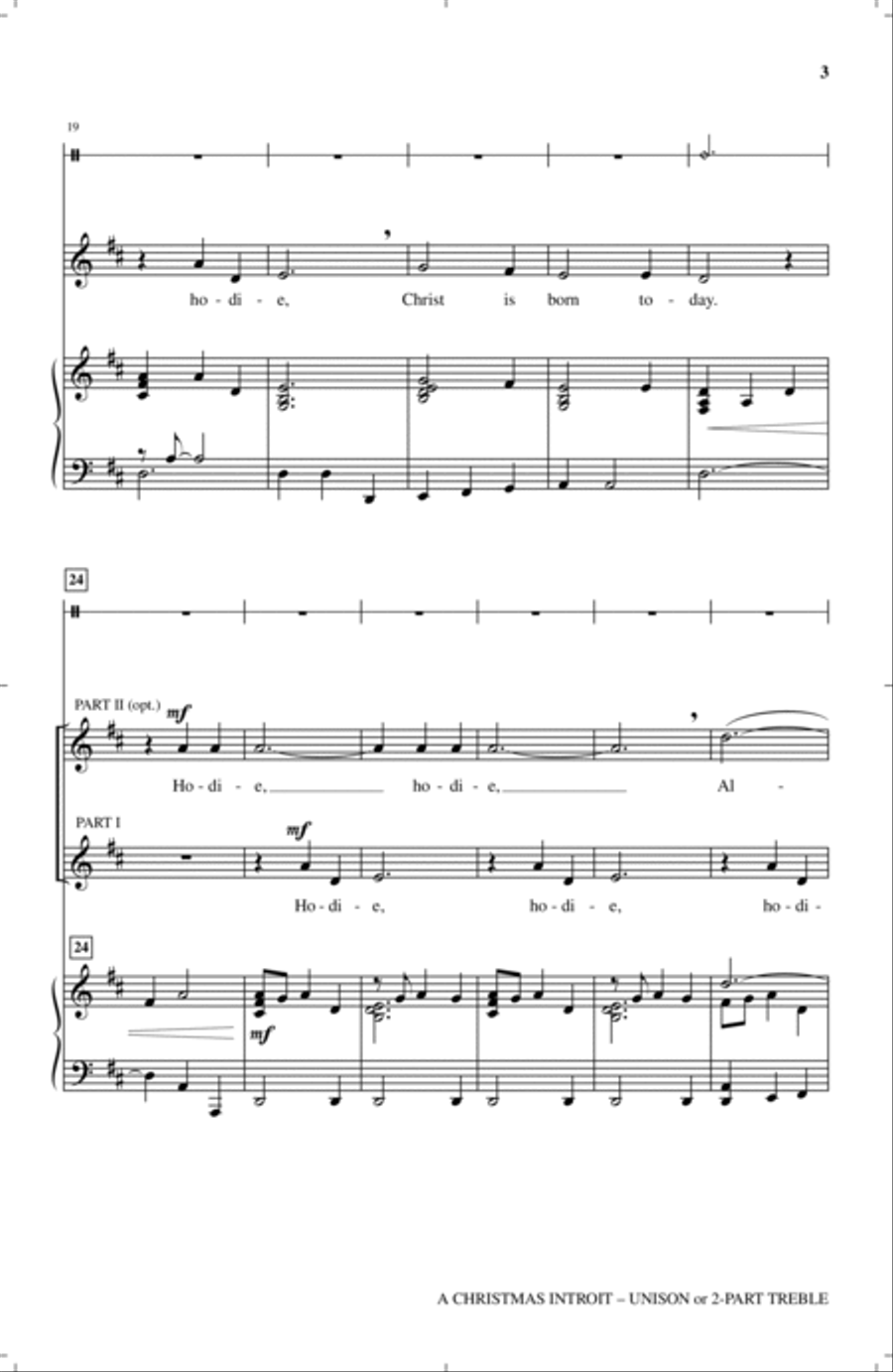 A Christmas Introit (Hodie Christus Natus Est) 2-Part scores gallery preview page 2