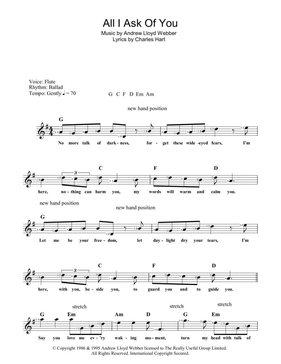 All I Ask Of You (from The Phantom Of The Opera) Piano scores gallery preview page 1