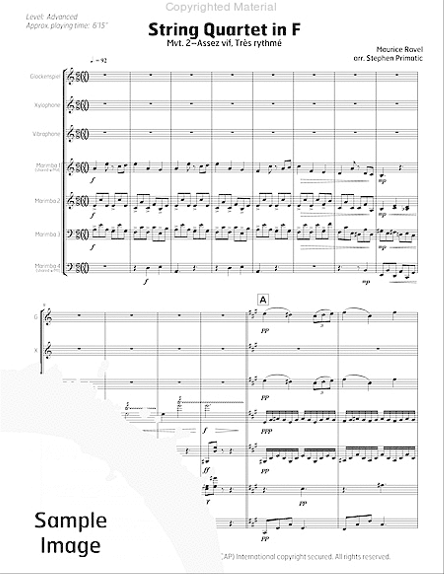 String Quartet in F Percussion Ensemble scores gallery preview page 4