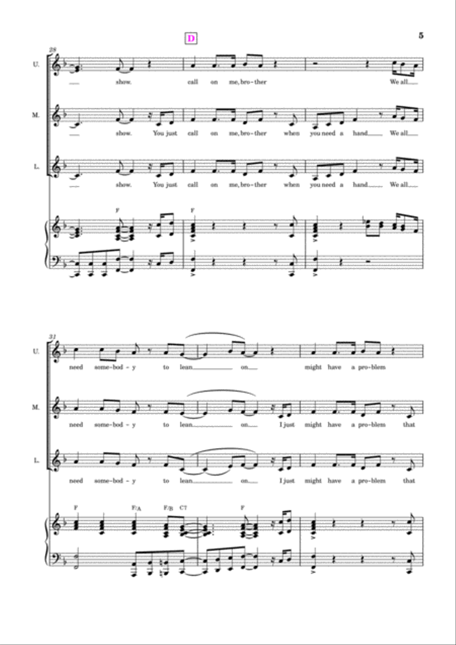 Lean On Me 3-Part scores gallery preview page 5