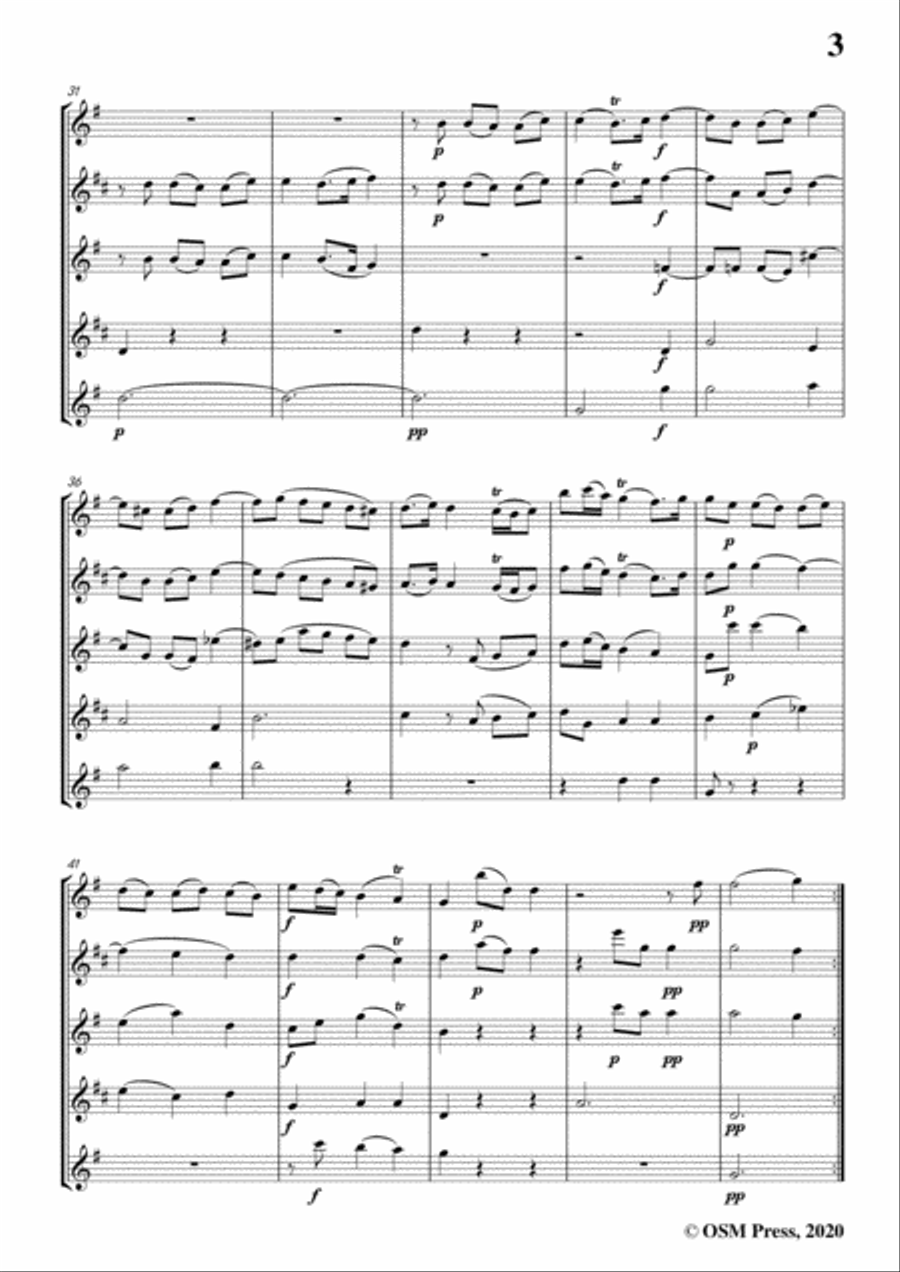 Bach,C.P.E.-Sonata No.2,from 'Six Sonatas',for Saxophone Quintet Saxophone Quintet scores gallery preview page 5