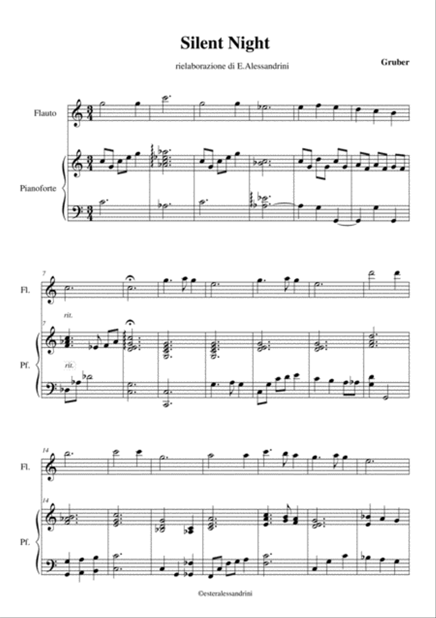 Silent Night. Flute and piano Flute Solo scores gallery preview page 1